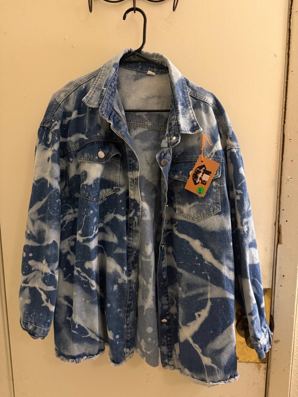 Blue Tie-Dye Denim Shirt Jacket - Lightweight Men’s Overshirt